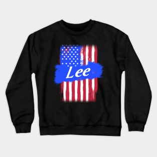American Flag Lee Family Gift For Men Women, Surname Last Name Crewneck Sweatshirt
